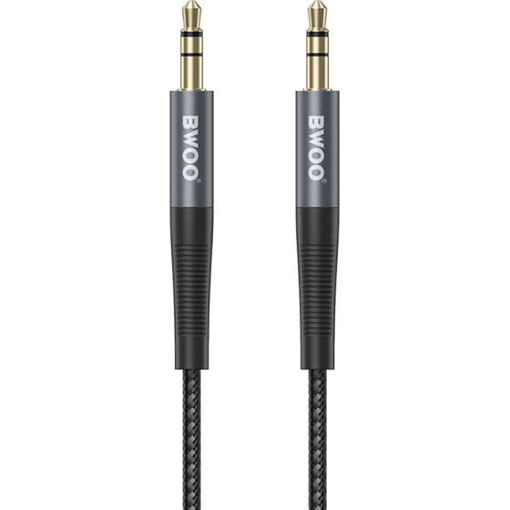 BWOO Cable AUX 3.5mm - 3.5mm Nylon Braided + Aluminum Alloy Shell BO-AUX064 black