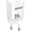 BWOO CDA155 PD wall charger 1x USB-C port 1A 20W white