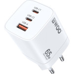 BWOO CDA147PD wall charger 2x USB-C port + USB-A 65W black