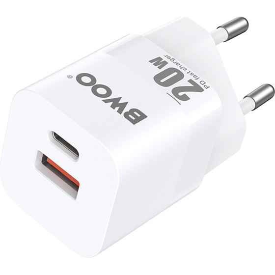 BWOO CDA156 PD wall charger 2x USB-C + USB-A 20W white