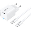 BWOO GaN PD wall charger 1x USB-C port + USB-C 2A 60W white