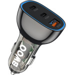 BWOO PD car charger 2x USB-C port + USB-A 68W black