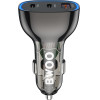 BWOO PD car charger 2x USB-C port + USB-A 68W black
