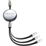 Forever 3in1 cable USB - Lightning + 2x USB-C 1,2 m 100W black