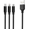 Forever 3in1 cable USB - Lightning + USB-C + microUSB 1,2 m 2A black