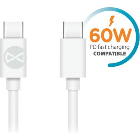 Forever cable USB-C - USB-C 1,0 m 60W white