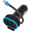 Forever CC-02 car charger 2x USB 3A black with USB-C cable 0,2 m