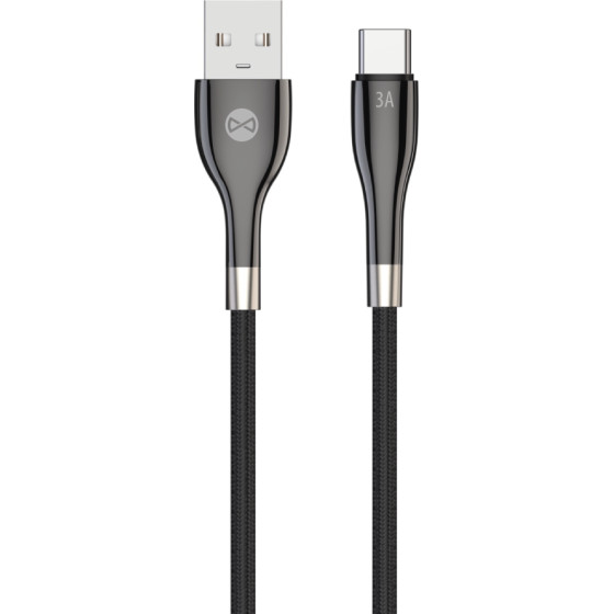 Forever Sleek cable USB - USB-C 1,0 m 3A black