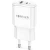 Forever TC-01-20AC PD QC charger 1x USB-C 1x USB 20W white