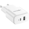 Forever TC-01-20AC PD QC charger 1x USB-C 1x USB 20W white