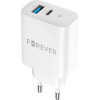 Forever TC-07-30AC PD QC charger 1x USB-C 1x USB 30W white + USB-C - USB-C cable 60W