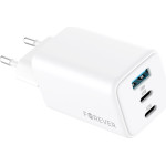 Forever TC-08-65ACC GaN PD QC charger 2x USB-C 1x USB 65W white