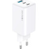 Forever TC-08-65ACC GaN PD QC charger 2x USB-C 1x USB 65W white