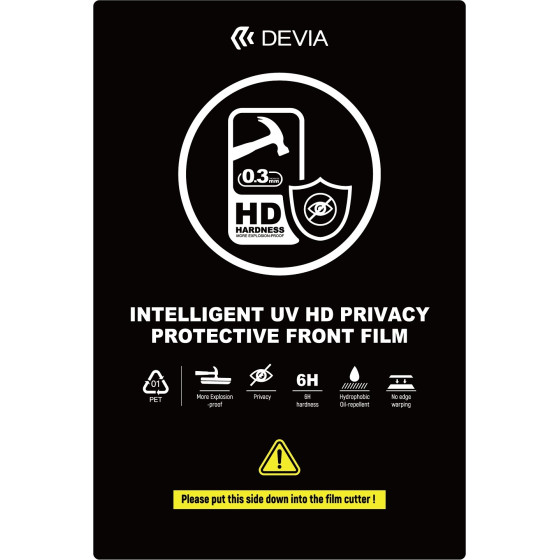Devia Set of smartphone film UV 0,3mm HD privacy 10pcs 6H for the cutting machine