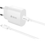 Devia wall charger Rocket PD 20W 1x USB-C white + cable USB-C - Lightning