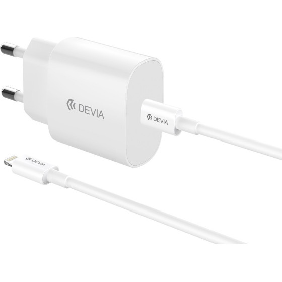 Devia wall charger Rocket PD 20W 1x USB-C white + cable USB-C - Lightning