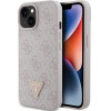 Guess case for iPhone 15 6,1'' GUHCP15SP4TDPP pink hardcase Leather 4G Triangle Strass