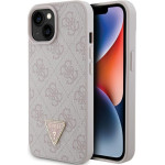 Guess case for iPhone 15 6,1'' GUHCP15SP4TDPP pink hardcase Leather 4G Triangle Strass