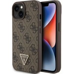 Guess case for iPhone 15 6,1'' GUHCP15SP4TDPW brown hardcase Leather 4G Triangle Strass
