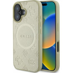 Guess case for iPhone 16 6,1'' GUHMP16SPSAPSMED gold hardcase Saffiano Peony Classic Logo MagSafe