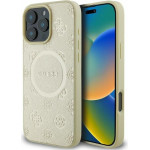 Guess case for iPhone 16 Pro 6,3'' GUHMP16LPSAPSMED gold hardcase Saffiano Peony Classic Logo MagSafe