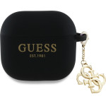 Guess Cover for AirPods 4 Silicone 4G Charm Black