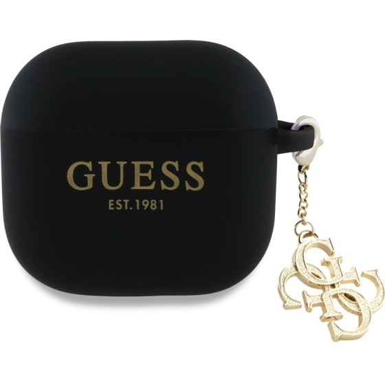 Guess Cover for AirPods 4 Silicone 4G Charm Black