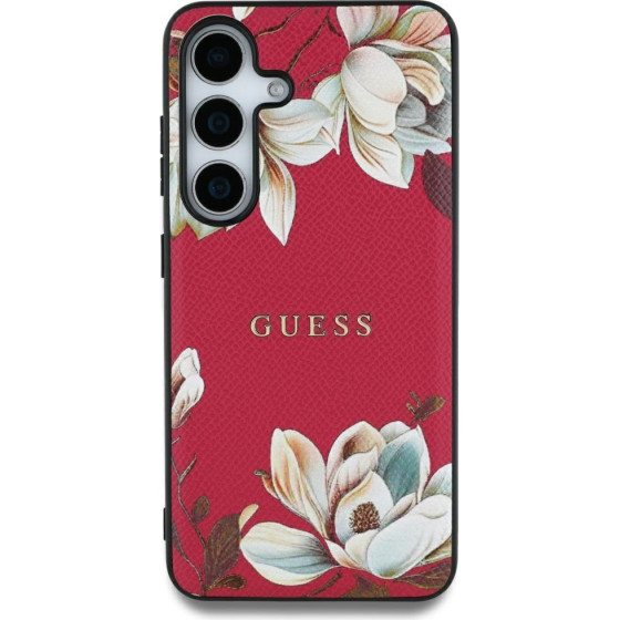 Guess HC Magnetic PU Grained Flowers Classic Logo case for Samsung Galaxy S25 Ultra fuchsia