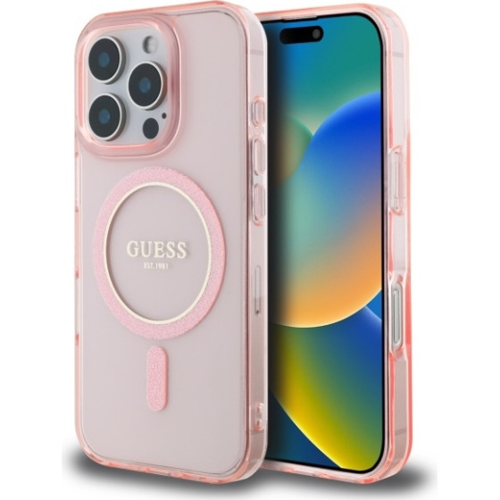 Guess HC MagSafe IML Glitter Circle case for iPhone 16 Pro Max 6,9'' pink