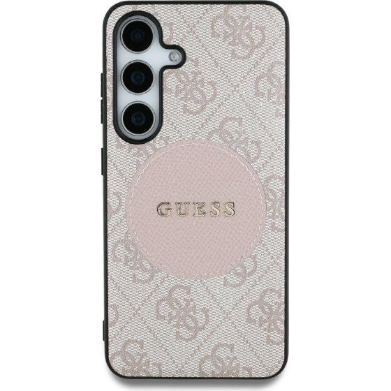 Guess HC MagSafe PU 4G Circle Classic Logo case for Samsung Galaxy S25 Ultra pink