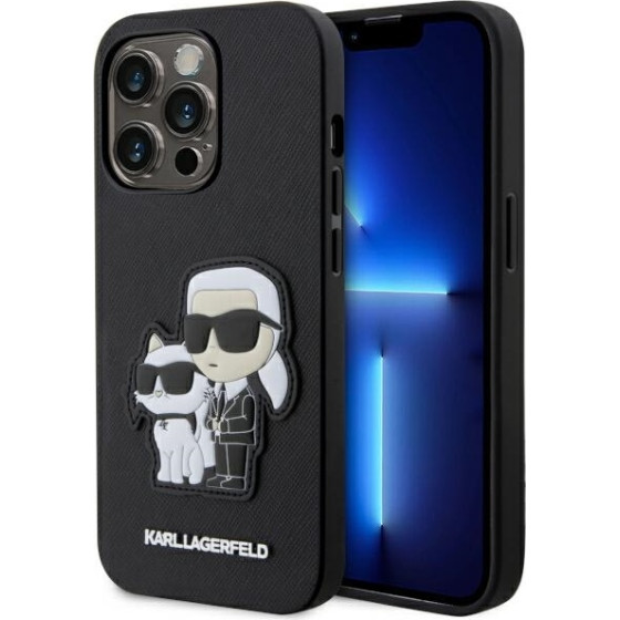 Karl Lagerfeld case for iPhone 14 Pro 6,1'' KLHCP14LSANKCPK black hardcase Saffiano Karl & Choupette