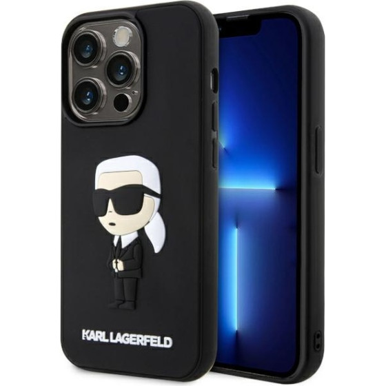 Karl Lagerfeld case for iPhone 14 Pro Max 6,7'' KLHCP14X3DRKINK black hardcase Rubber Ikonik 3D