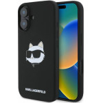 Karl Lagerfeld case for iPhone 16 6,1'' KLHMP16SSCHPPLK black hardcase Silicone Choupette Head Print MagSafe