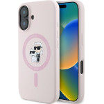 Karl Lagerfeld case for iPhone 16 6,1'' KLHMP16SSCMKCRHP pink hardcase Silicone KC Heads Ring MagSafe