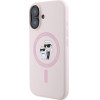 Karl Lagerfeld case for iPhone 16 6,1'' KLHMP16SSCMKCRHP pink hardcase Silicone KC Heads Ring MagSafe