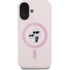 Karl Lagerfeld case for iPhone 16 6,1'' KLHMP16SSCMKCRHP pink hardcase Silicone KC Heads Ring MagSafe
