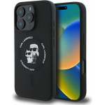 Karl Lagerfeld case for iPhone 16 Pro 6,3'' KLHMP16LSCMKCRHK black hardcase Silicone KC Heads Ring MagSafe