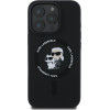 Karl Lagerfeld case for iPhone 16 Pro 6,3'' KLHMP16LSCMKCRHK black hardcase Silicone KC Heads Ring MagSafe