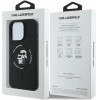 Karl Lagerfeld case for iPhone 16 Pro 6,3'' KLHMP16LSCMKCRHK black hardcase Silicone KC Heads Ring MagSafe