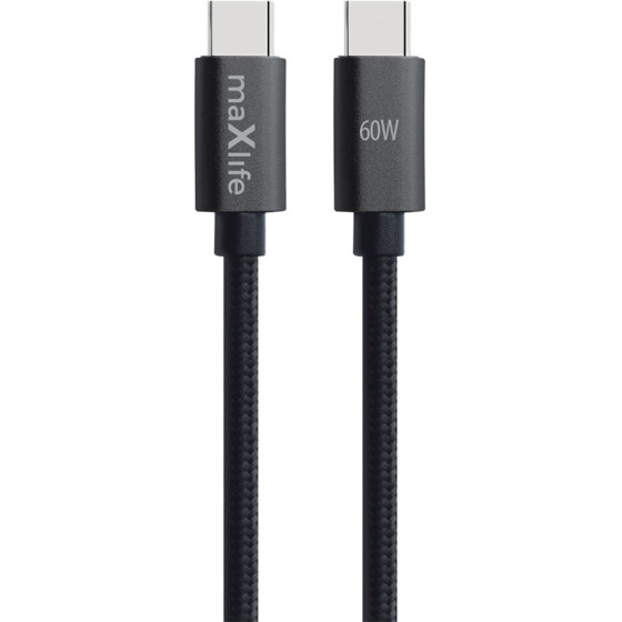 Maxlife MXUC-12 Cable USB-C - USB-C 1,0 m 60W black