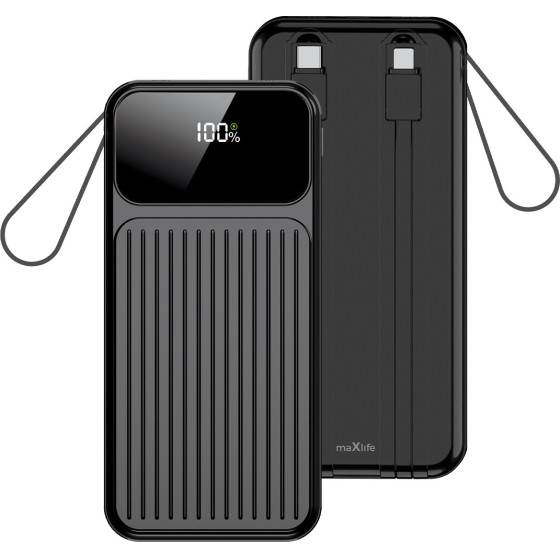 Maxlife Power Bank With built-In Cables MXPB-06 Pd Qc 22,5W 10000 Mah black