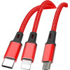 XO cable NB173 3in1 USB - Lightning + USB-C + microUSB 1,2 m 2,4A red
