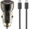 XO car charger CC60 60W 1x USB 1x USB-C black + USB-C - USB-C cable