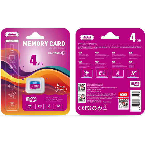 XO memory card 4GB microSDHC cl. 10