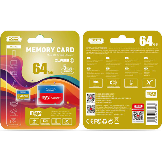 XO memory card 64GB microSDHC cl. 10 + adapter