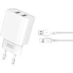XO wall charger CE02C 2x USB 2,1A white + Lightning cable