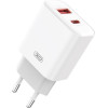 XO wall charger CE12 PD QC 3.0 20W 1x USB 1x USB-C white