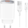 XO wall charger CE19 QC 18W 1x USB white + cable microUSB