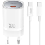 XO wall charger CE20 PD 30W 1x USB-C white + cable USB-C - USB-C