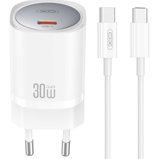 XO wall charger CE20 PD 30W 1x USB-C white + cable USB-C - USB-C